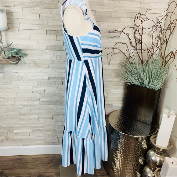 Draper James NWT Stripe Midi Dress White/Blue $250 - Picture 6 of 14